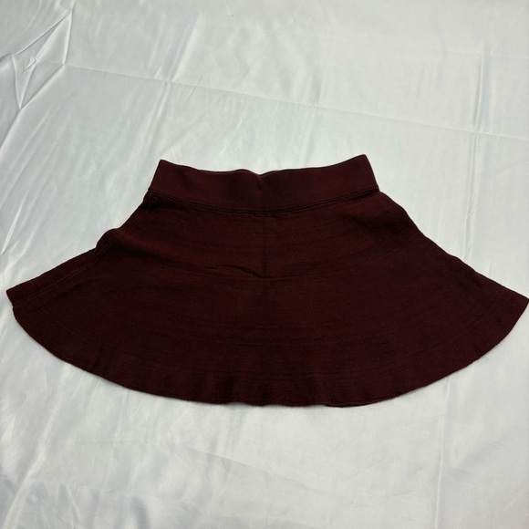 Talula by Aritzia Flare Skater Mini Skirt Maroon Red 100% Cotton Small Fall - Picture 2 of 9